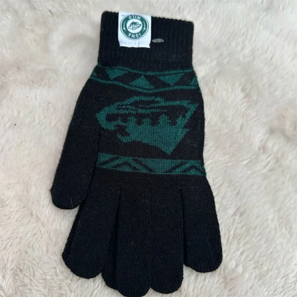 Minnesota Wild NHL Unisex Black Knit Gloves with Team Logo